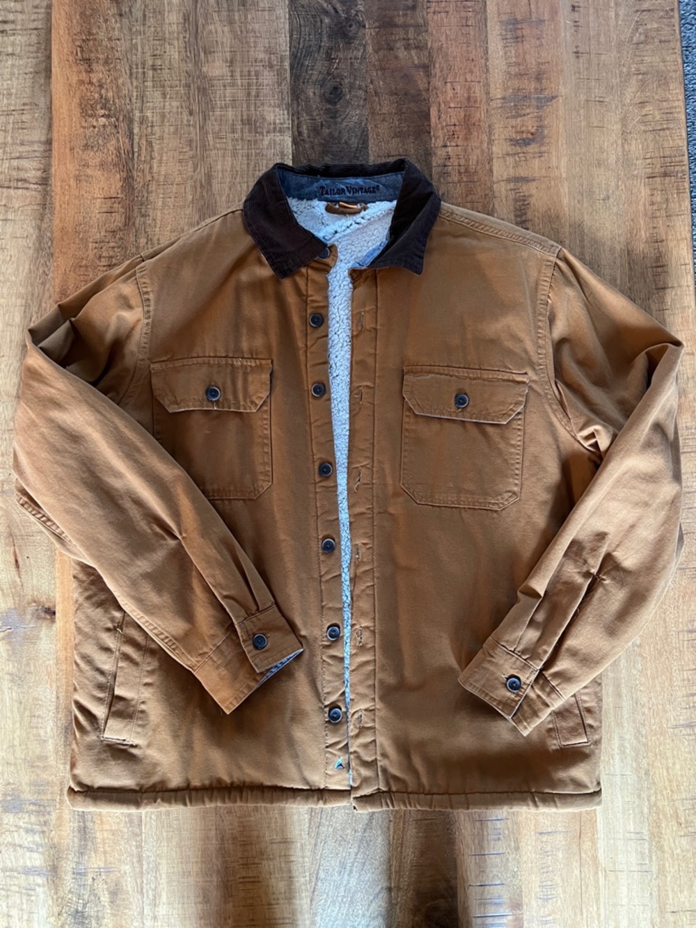 Tailor Vintage Brown Sherpa-Lined Field Jacket with Dark Corduroy Collar
